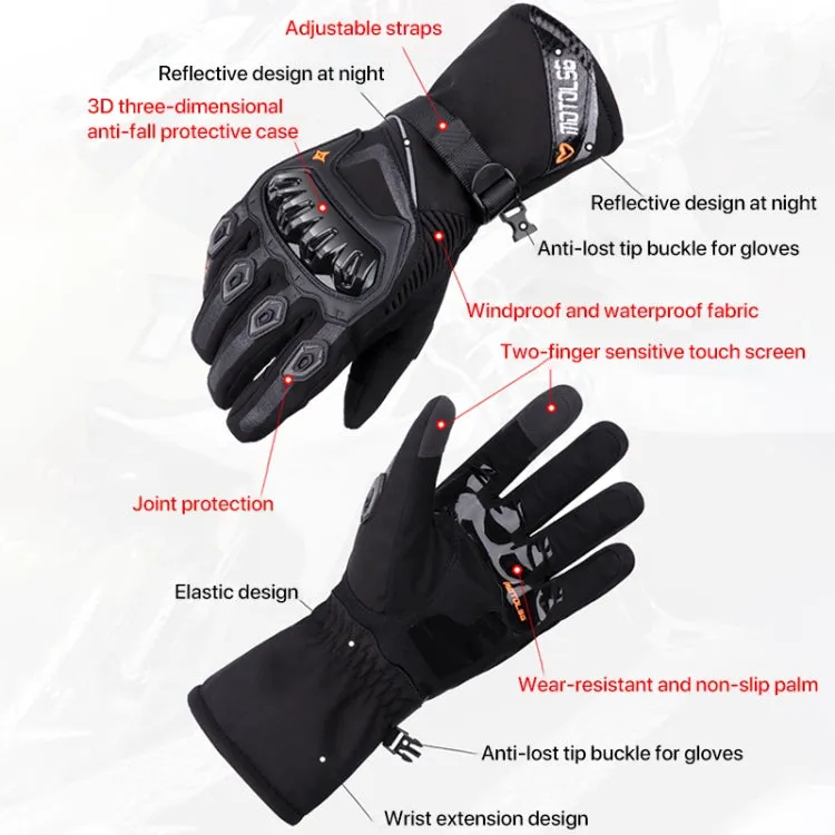 1-Pair MOTOLSG Motorcycle Riding Waterproof Winter Warm Gloves, Size:XL(Black Red)