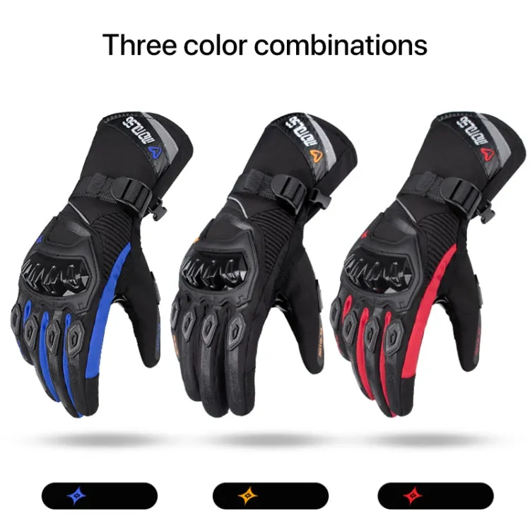 1-Pair MOTOLSG Motorcycle Riding Waterproof Winter Warm Gloves, Size:XL(Black Red)