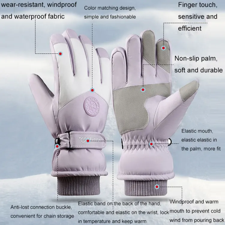 1 Pair Outdoor Cycling Sports Cold and Windproof Warm Finger Gloves, Style: Female Type (Black White)