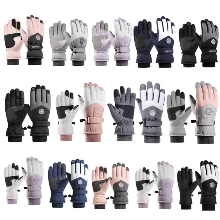 1 Pair Outdoor Cycling Sports Cold and Windproof Warm Finger Gloves, Style: Female Type (Black White)