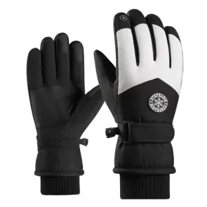 1 Pair Outdoor Cycling Sports Cold and Windproof Warm Finger Gloves, Style: Female Type (Black White)