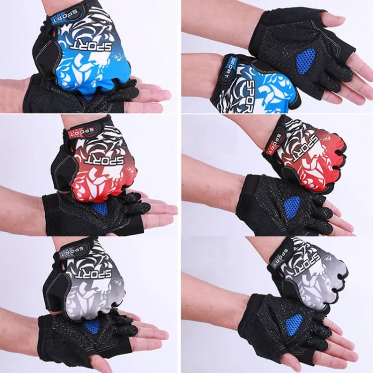 1pair Outdoor Sports Light and Breathable Summer Non-slip Fitness Half-finger Gloves(Blue)