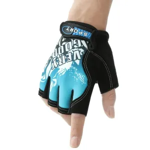 1pair Outdoor Sports Light and Breathable Summer Non-slip Fitness Half-finger Gloves(Blue)