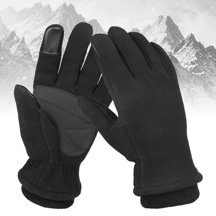 1pair Rocker Fleece Winter Warm Anti-Slip Gloves Outdoor Riding Sports Gloves, Size: M(Red)