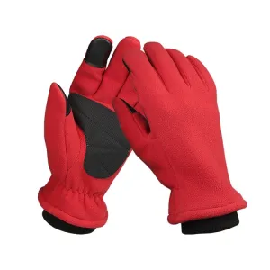 1pair Rocker Fleece Winter Warm Anti-Slip Gloves Outdoor Riding Sports Gloves, Size: XL(Red)