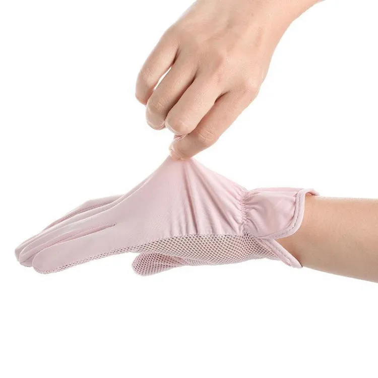 1pair Summer Sunscreen Breathable Thin Anti-ultraviolet Finger Fishing Ice Silk Gloves Free Size(Clove Purple)