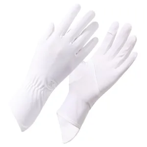 1pair Summer Thin Ice Silk Anti-Slip Sunscreen Sport Riding Finger Gloves, Size: One Size(White)