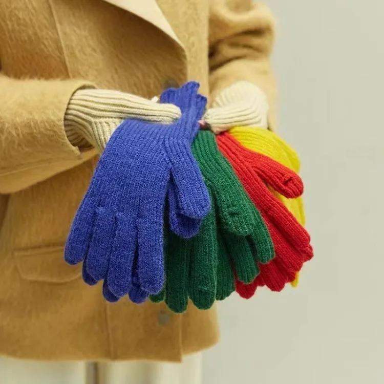 227-A0124 Wool Knit Striped Warm Touchscreen Gloves Winter Warm Cycling Gloves(Yellow)