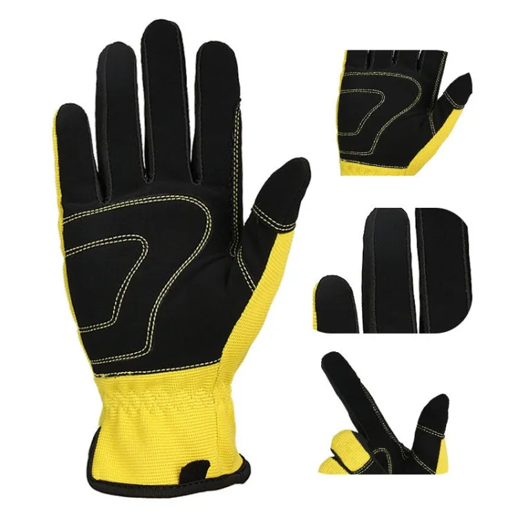 A9015 Gardening Work Touch Screen Stretch Breathable Labor Machinery Protection Gloves(L Yellow)