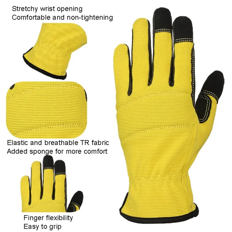 A9015 Gardening Work Touch Screen Stretch Breathable Labor Machinery Protection Gloves(L Yellow)