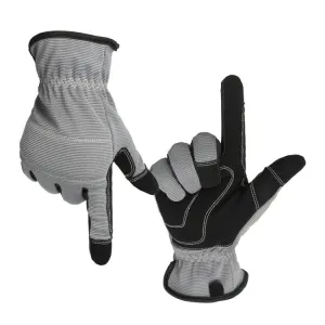 A9015 Gardening Work Touch Screen Stretch Breathable Labor Machinery Protection Gloves(M Gray)