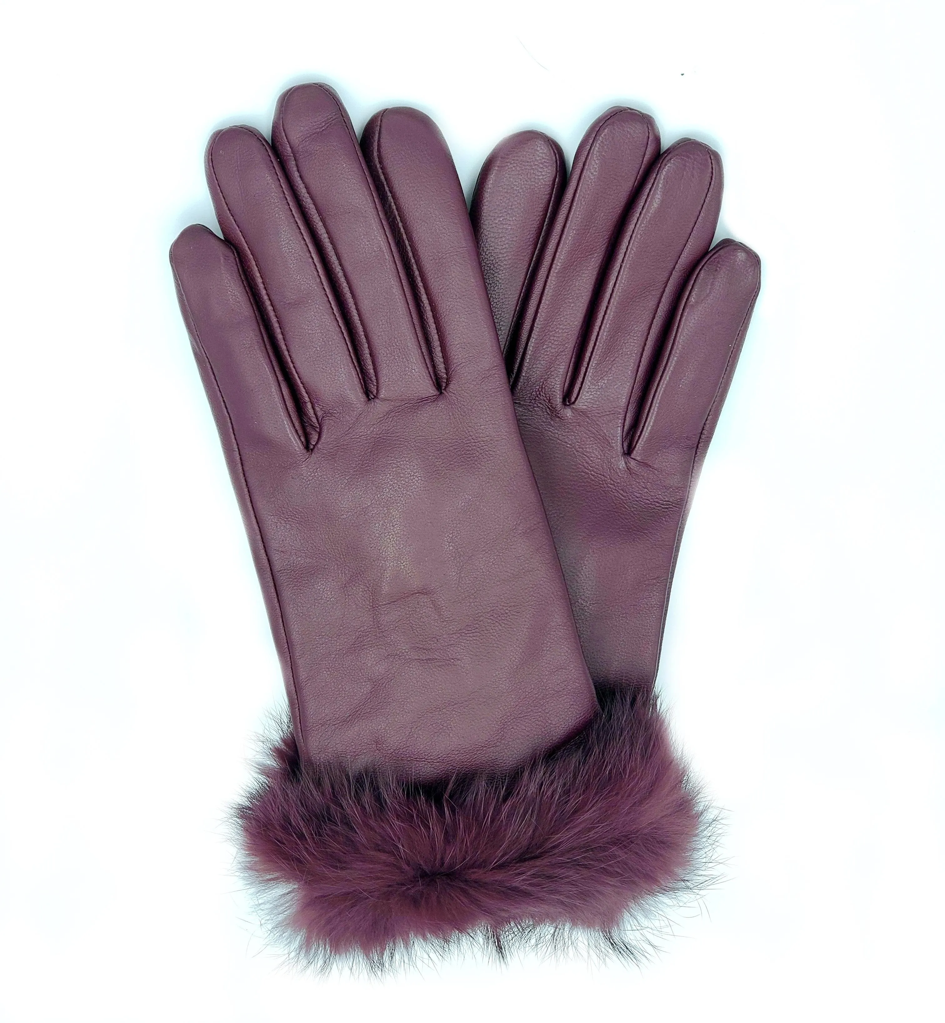 Albee Ladies Leather Fur Trimmed Gloves