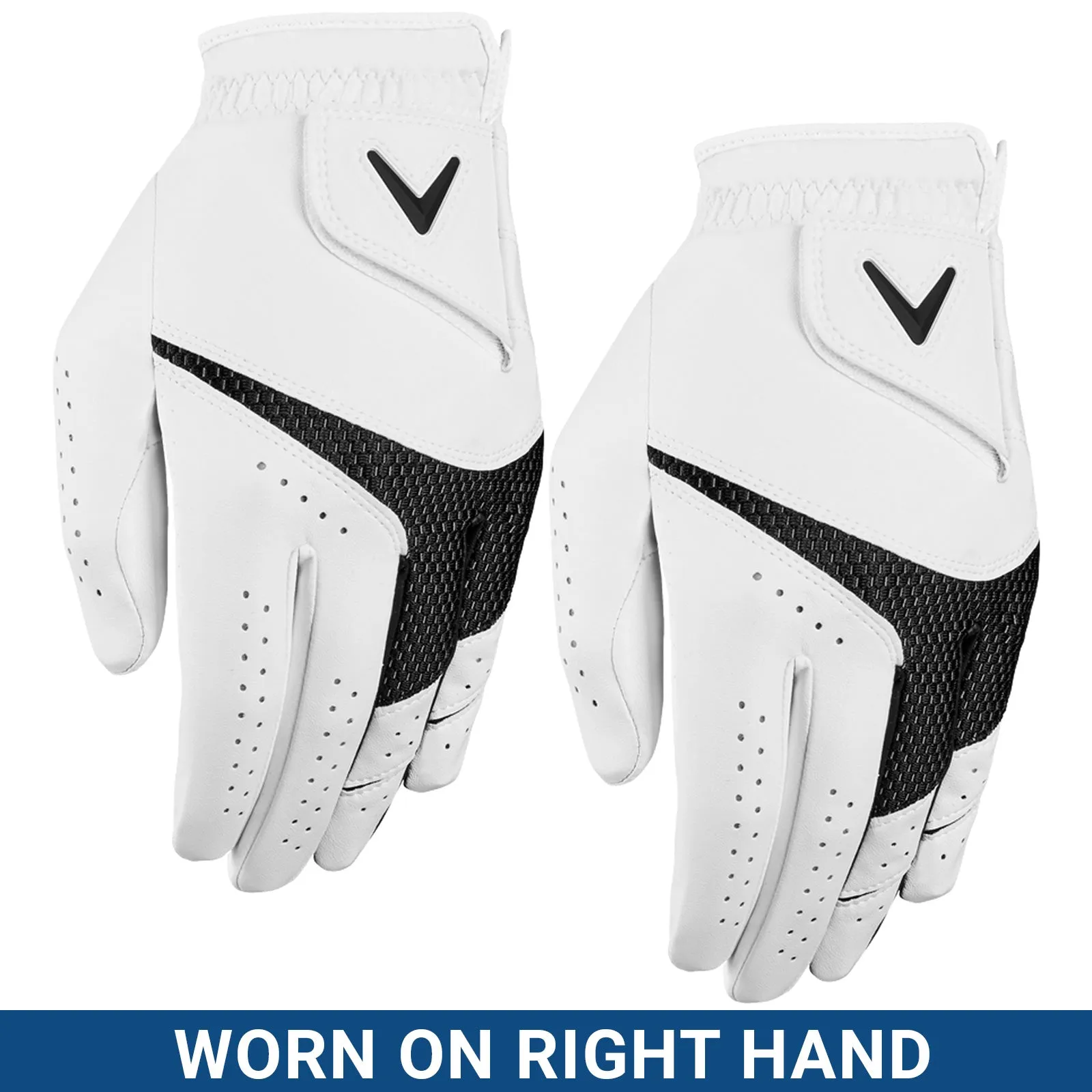 Callaway Mens Weather Spann RIGHT Hand Golf Gloves (2 Pack)