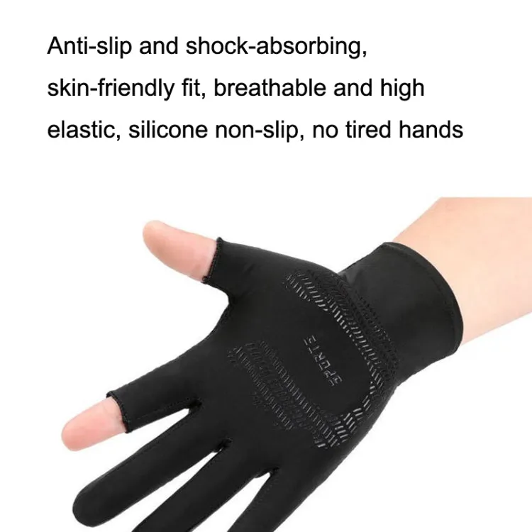 Cycling Thin Sunscreen UV Protection Mesh Breathable Ice Silk Two-finger Gloves(Black)