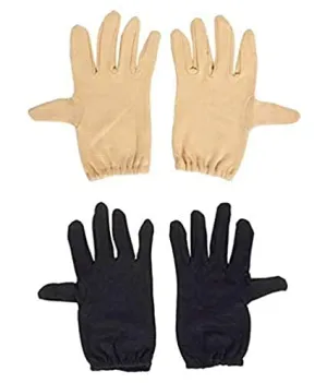 DIGITAL SHOPEE Cotton Double Layer Hand Gloves for Driving and Hiking, Protection from Sun and Dust Reusable & Washable - Free Size, Black & Skin Color (Combo Pack of 2)