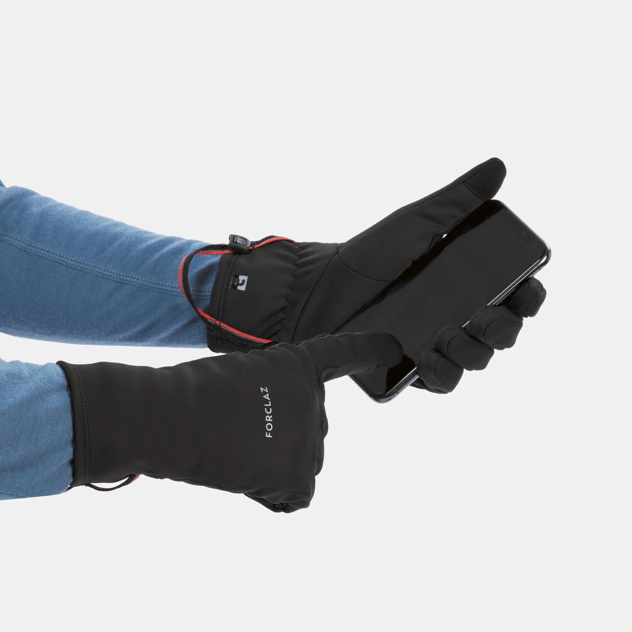 Elastic tactile trekking gloves Forclaz MT500, black