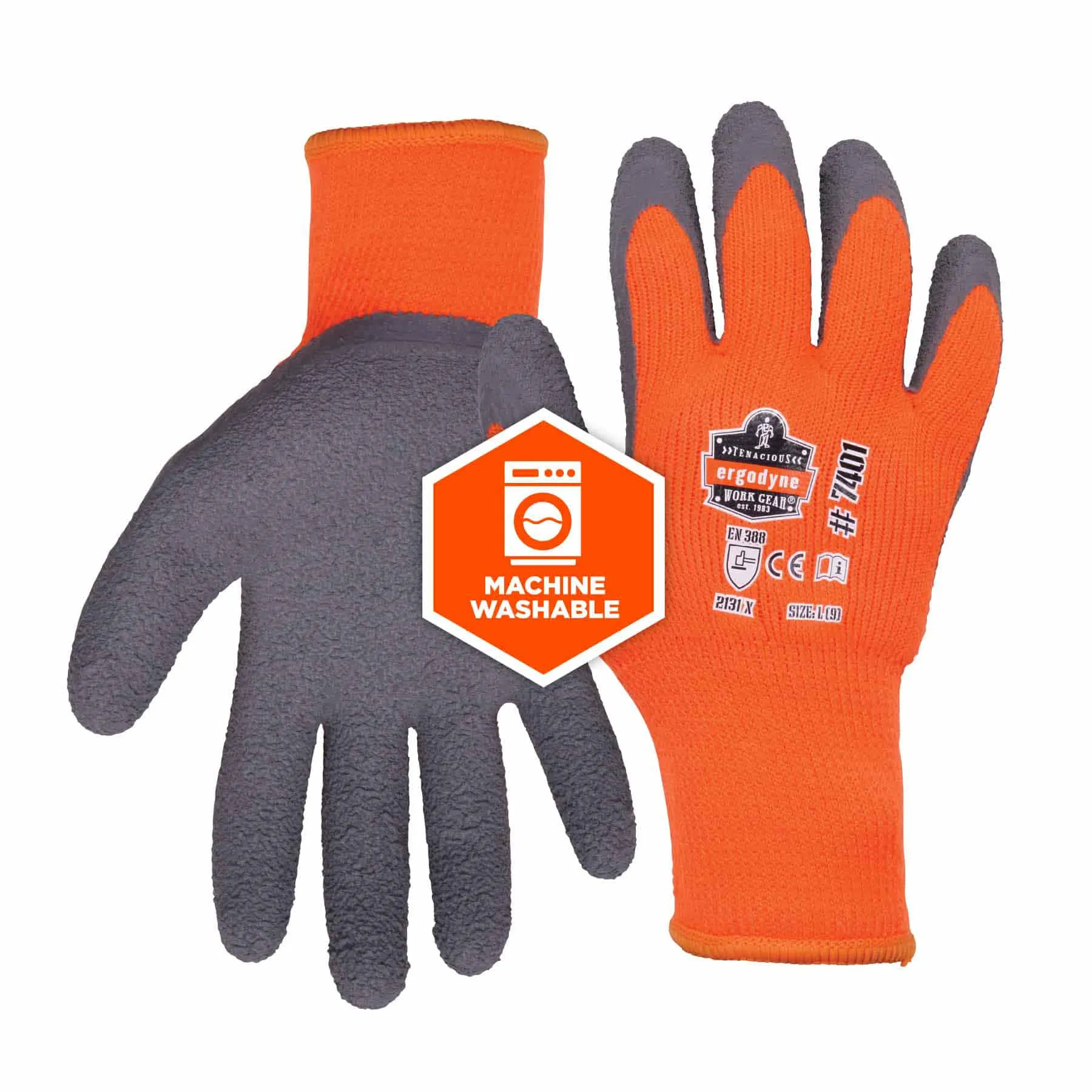 Ergodyne 17893 7401-CASE M Orange Coated Lightweight Winter Gloves 144-Pair