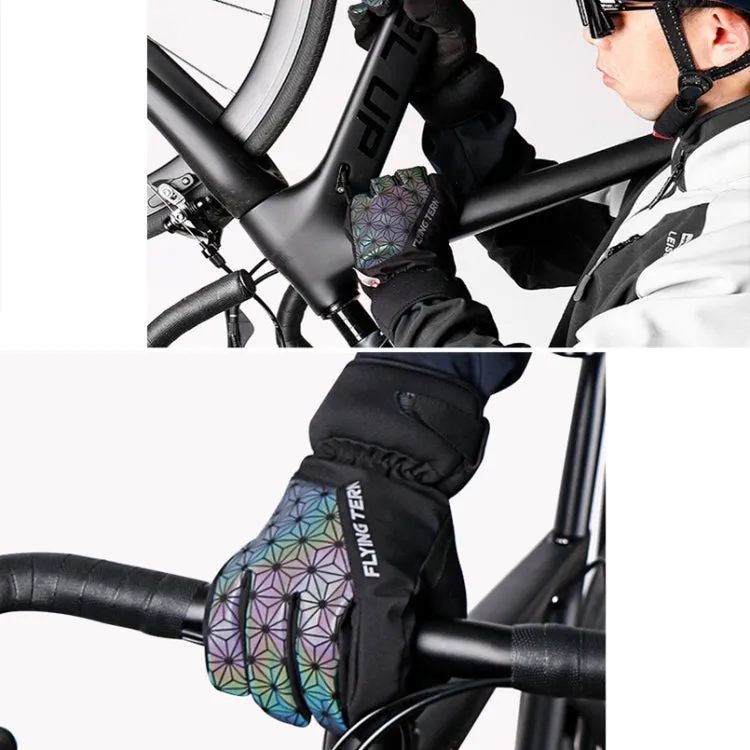 FLYING TERN 315 Thicken Cycling Windproof Warm Touch Screen Gloves, Size: L(Black Gray)