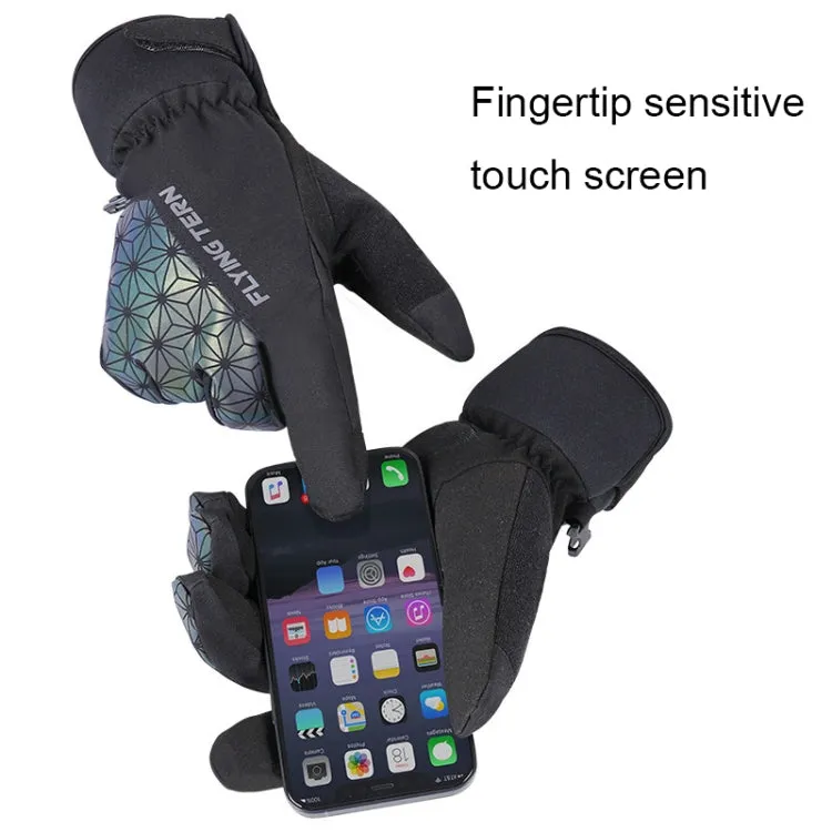 FLYING TERN 315 Thicken Cycling Windproof Warm Touch Screen Gloves, Size: L(Black Gray)