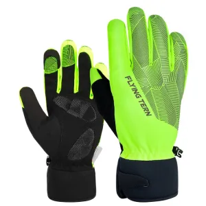 FLYING TERN 315 Thicken Cycling Windproof Warm Touch Screen Gloves, Size: XL(Fluorescent Green)