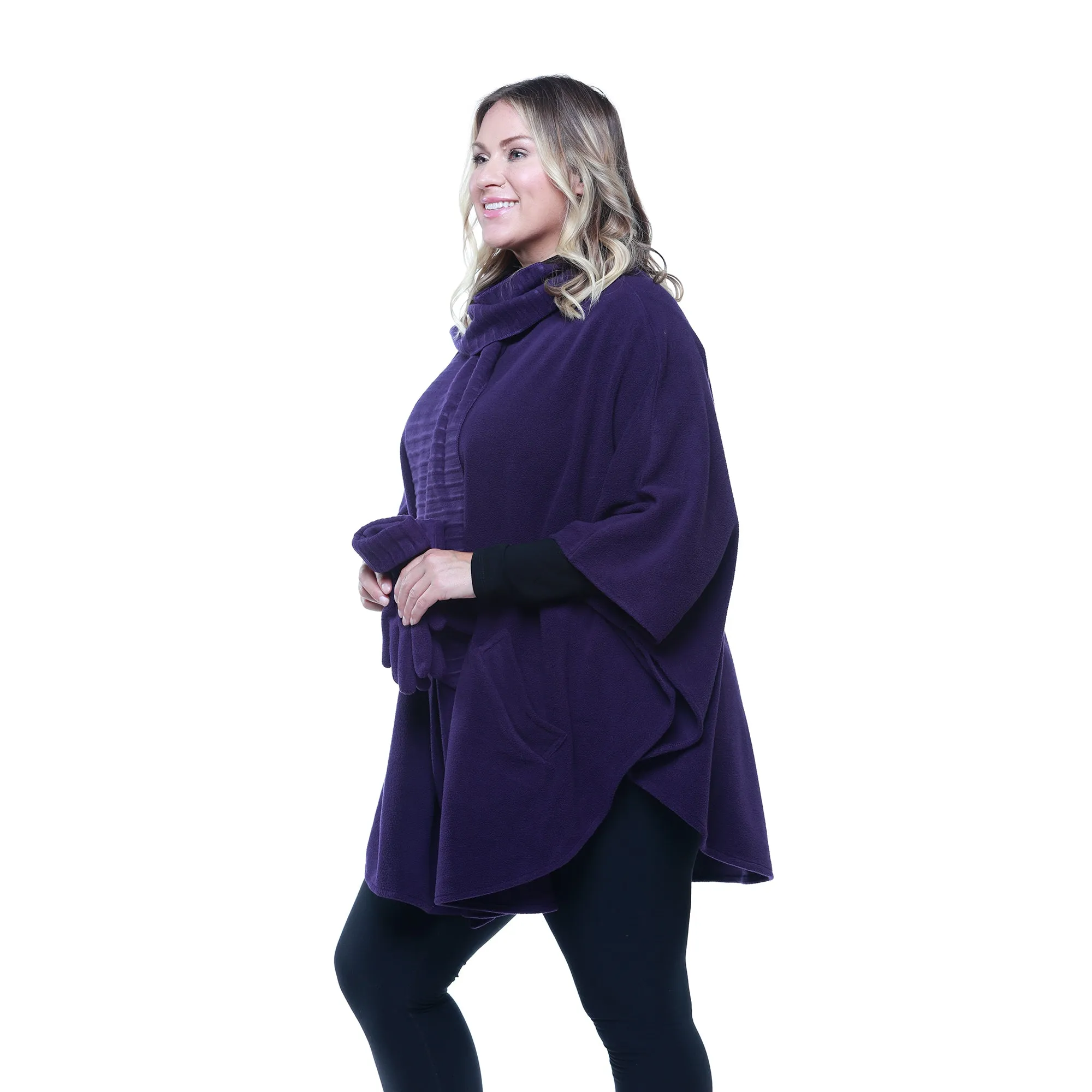 Hannah Cozy Coat Cape with Attached Scarf, and Gloves Set