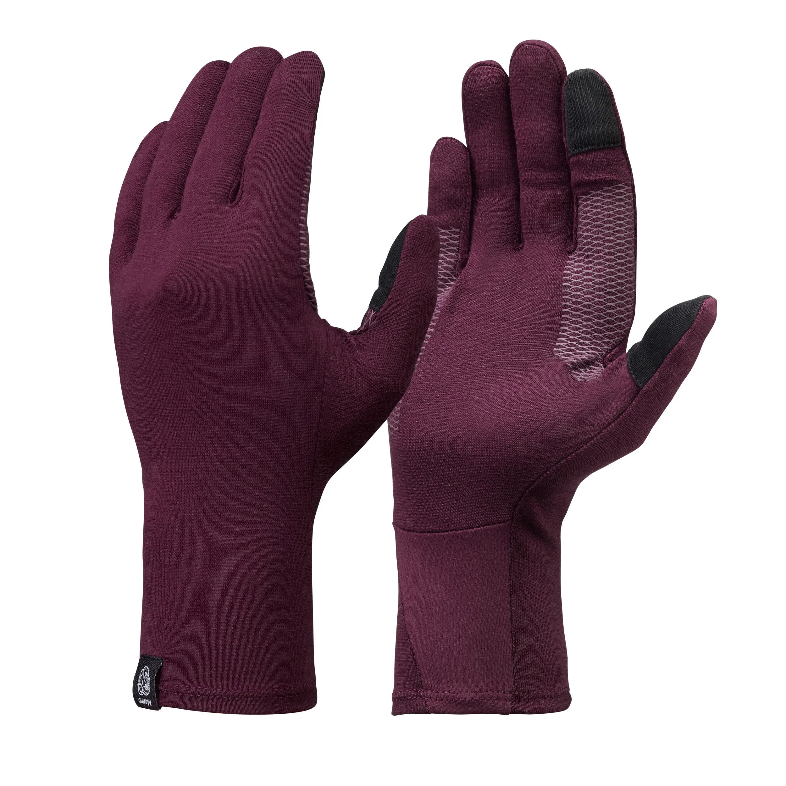 Hiking gloves made of merino wool for adults Forclaz MT500, dark burgundy