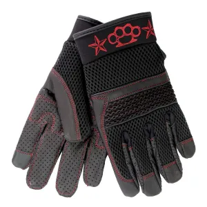 Hot Leathers GVM1302 Uni-Sex Black 'Brass Knuckles' Leather and Mesh