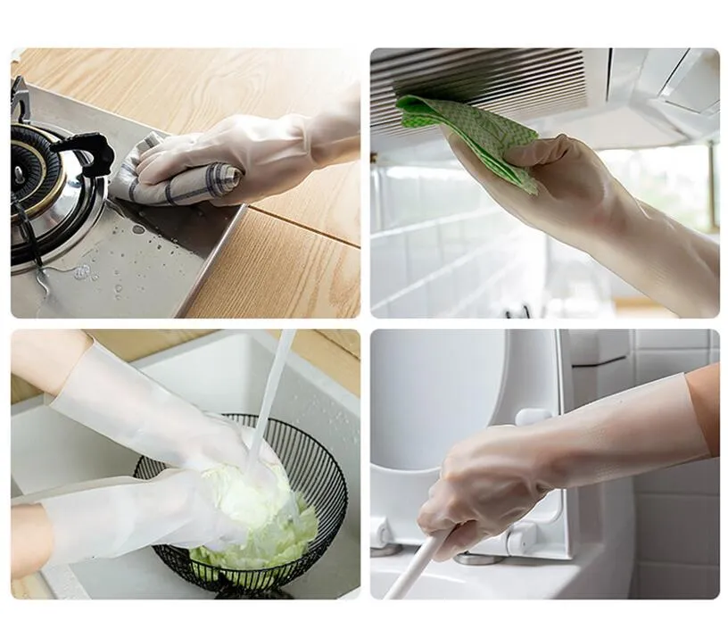 Kitchen dishwashing washing female cleaning housework Ding Qing washing clothes rubber rubber brush bowl gloves winter waterproof and durable