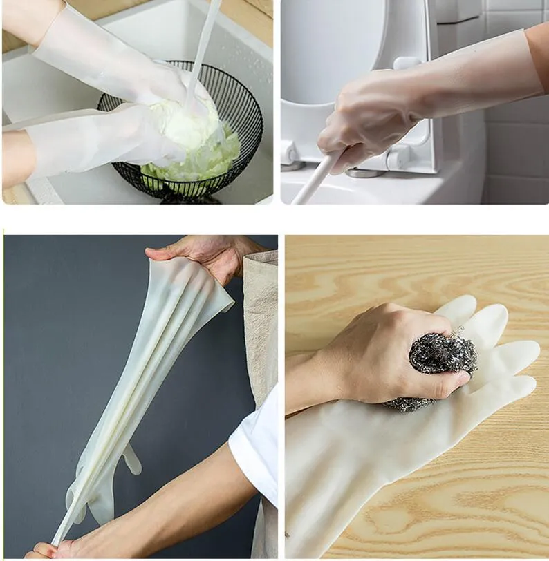 Kitchen dishwashing washing female cleaning housework Ding Qing washing clothes rubber rubber brush bowl gloves winter waterproof and durable