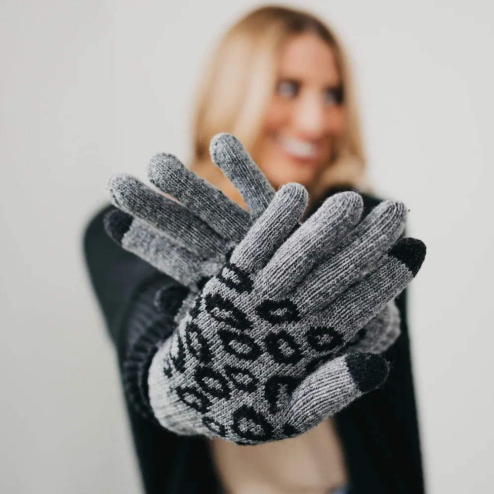 Leopard Knit Smart Touch Gloves