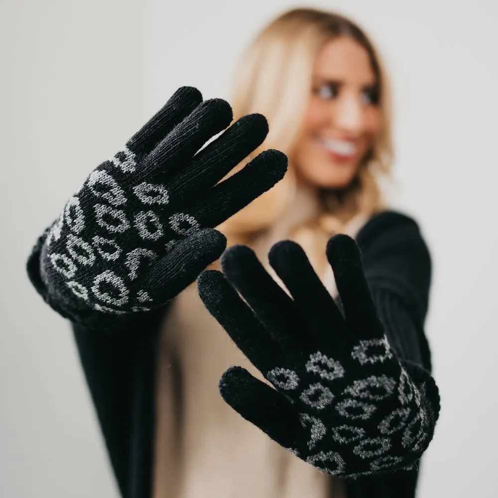 Leopard Knit Smart Touch Gloves