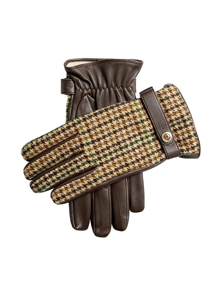 Men's Heritage Cashmere-Lined Abraham Moon Tweed and Leather Gloves