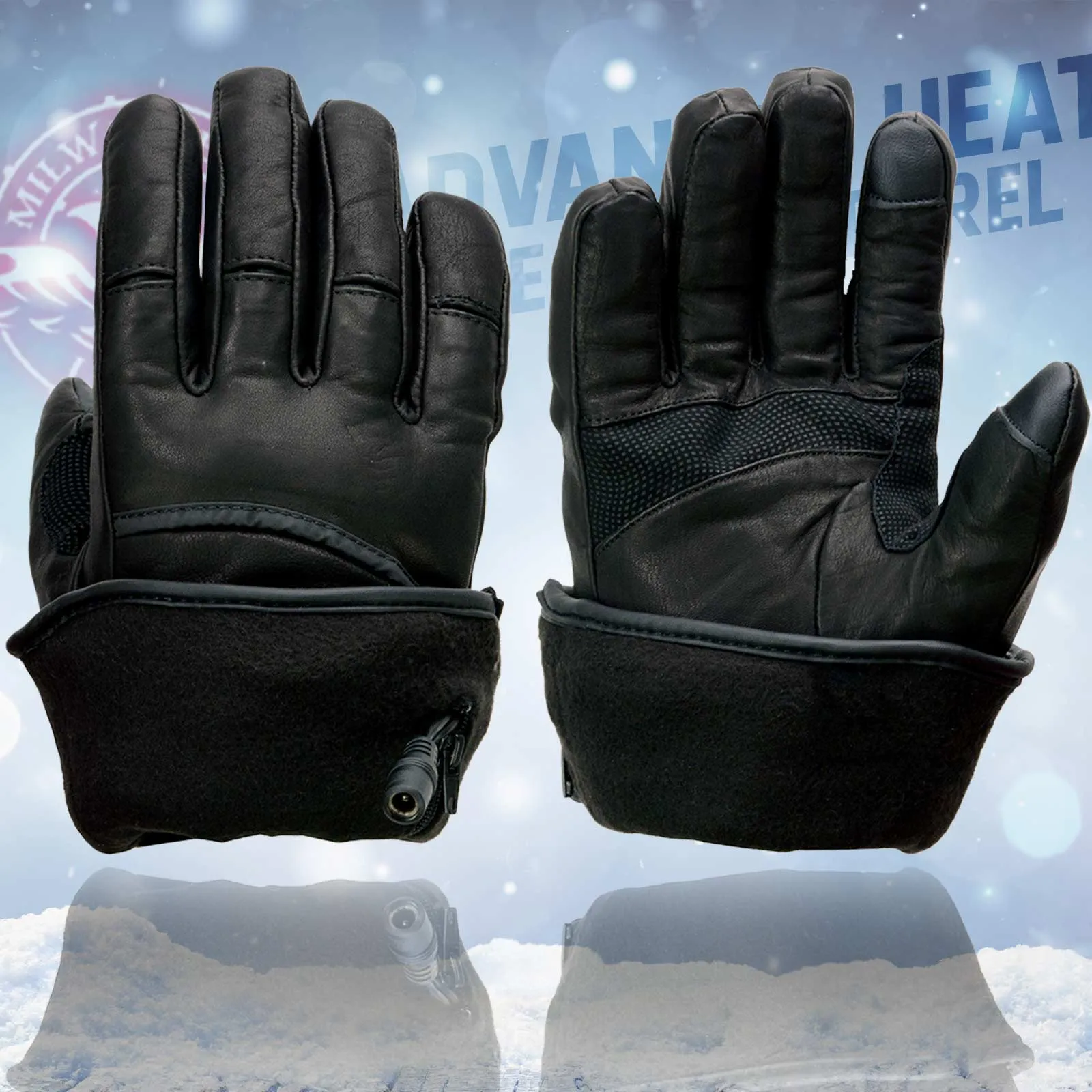 Milwaukee Leather MG7513 Men's Black ‘Heated’ Gauntlet Waterproof Winter Gloves with i-Touch