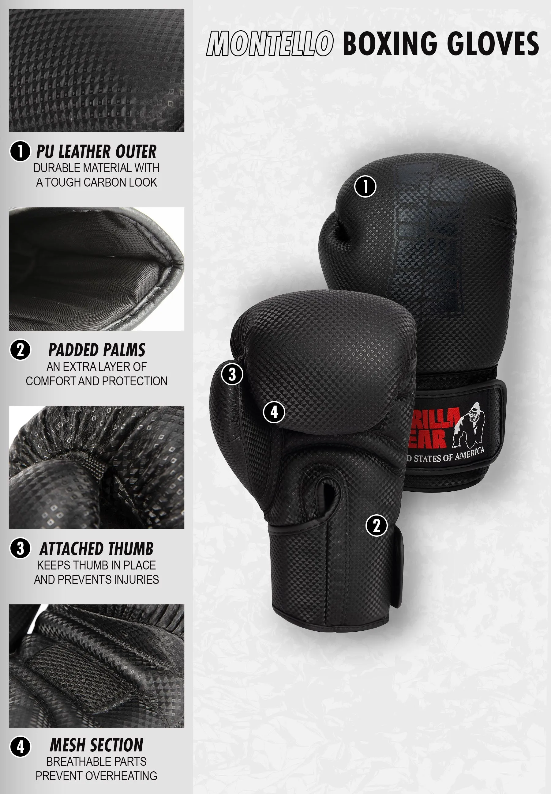 Montello Boxing Gloves - Black