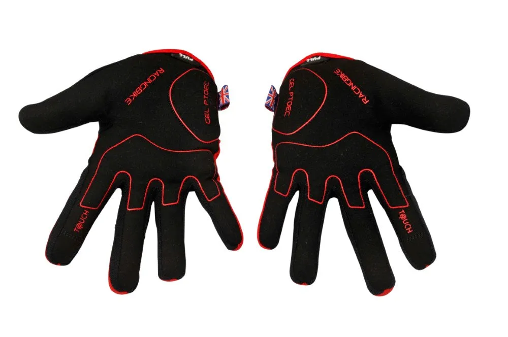 Mountain Biking Gloves | Full Finger Padded Cycling Gloves - RED