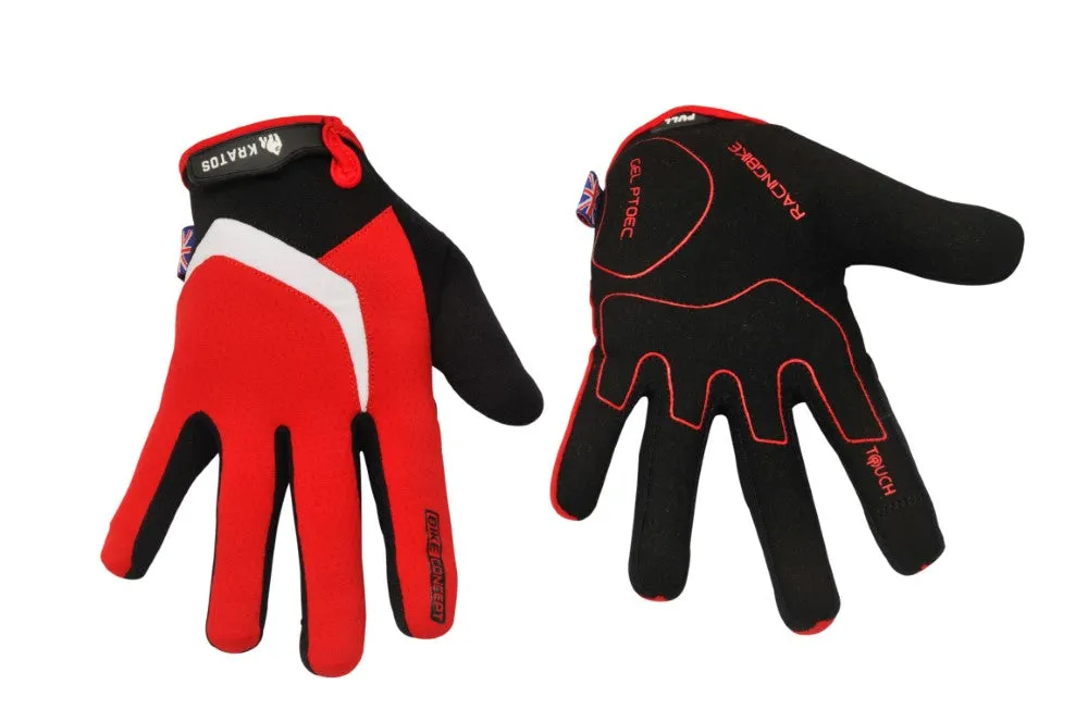 Mountain Biking Gloves | Full Finger Padded Cycling Gloves - RED