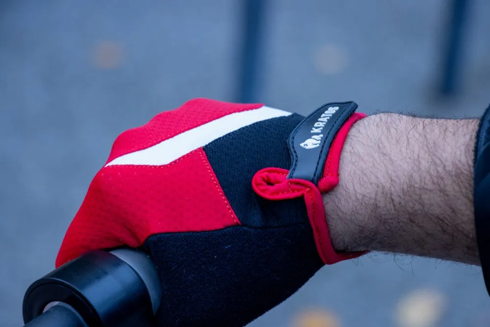 Mountain Biking Gloves | Full Finger Padded Cycling Gloves - RED