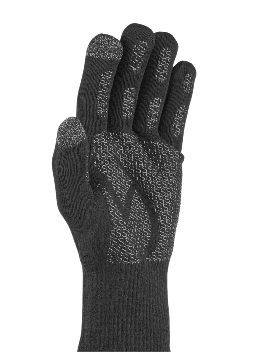 Sealskinz Waterproof Anmer All Weather Ultra Grip Knitted Glove in Black AW24