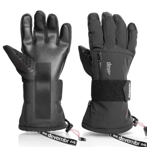 Snowboard & Ski Gloves with Wrist Guard (Black/Grey)