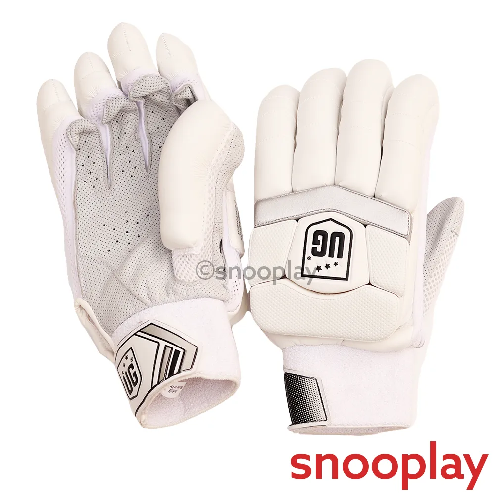 Test Cricket Batting Gloves Lightweight Leather Gloves (White) | 12-14 Years