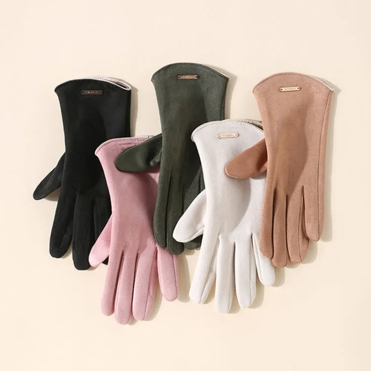 Touch Screen Plus Velvet Keep Warm Riding Gloves, Size: One Size(Women Pink)