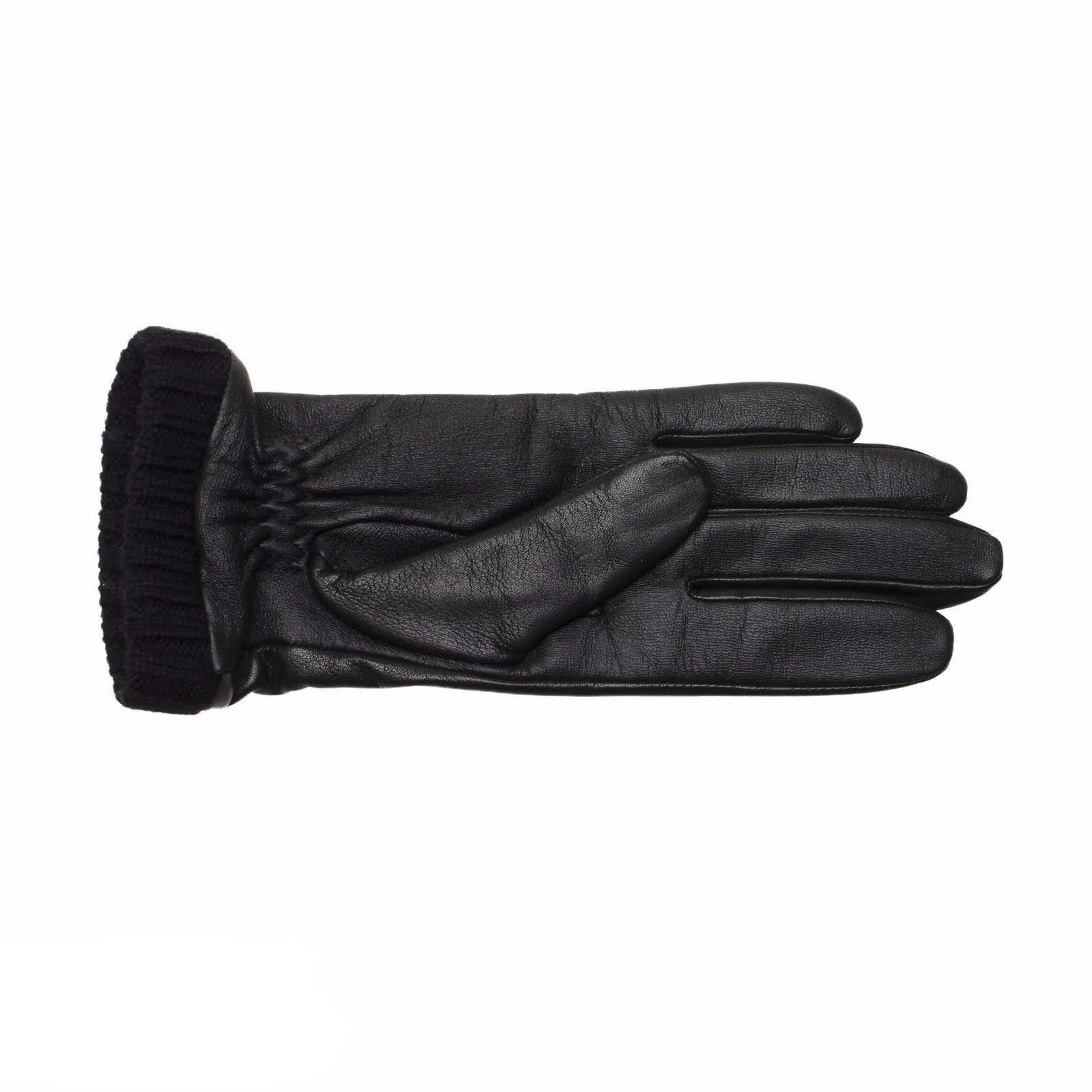 UGG TECH QUILTED BLACK LEATHER GLOVES WITH KNIT CUFF WOMEN’S SIZE S NEW