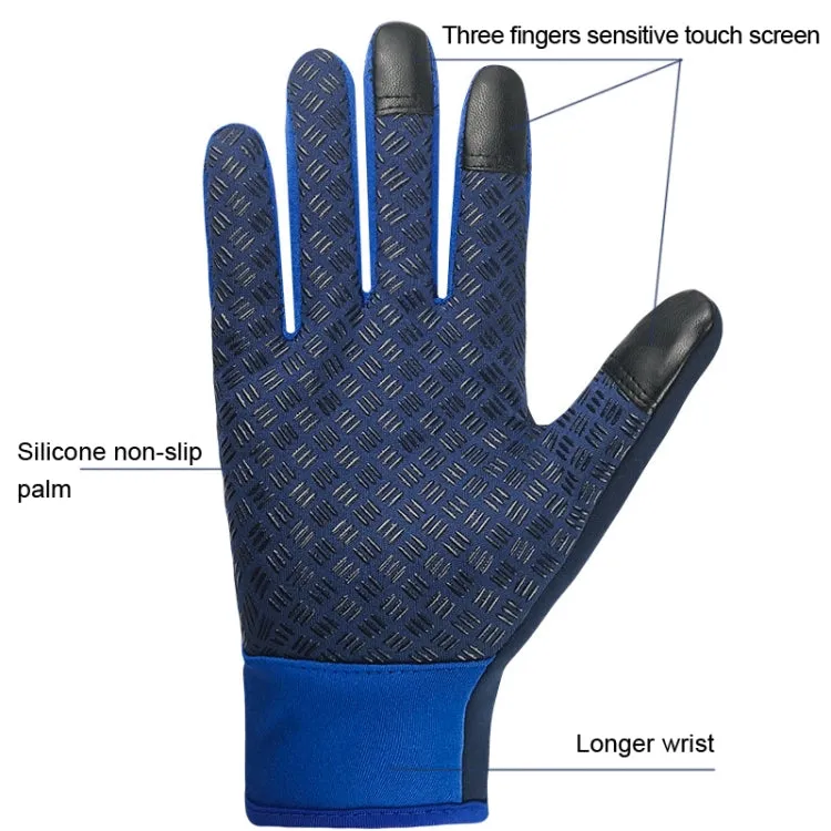 Winter Outdoor Riding Sports Waterproof Touch Screen Glove, Size: L(H043 Blue)