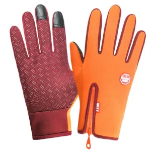 Winter Outdoor Riding Sports Waterproof Touch Screen Glove, Size: L(H043 Orange)