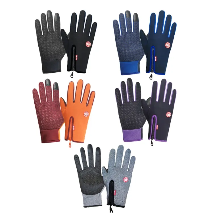 Winter Outdoor Riding Sports Waterproof Touch Screen Glove, Size: XL(H043 Purple)